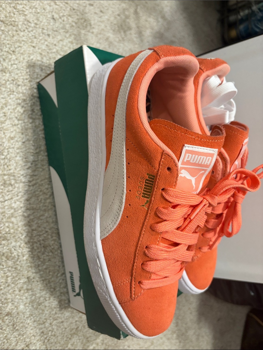 Puma Suede Women's Sneakers in Coral with White Formstripe